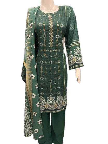 2 Embroidered Linen Suit with Linen Dupatta (Dec)