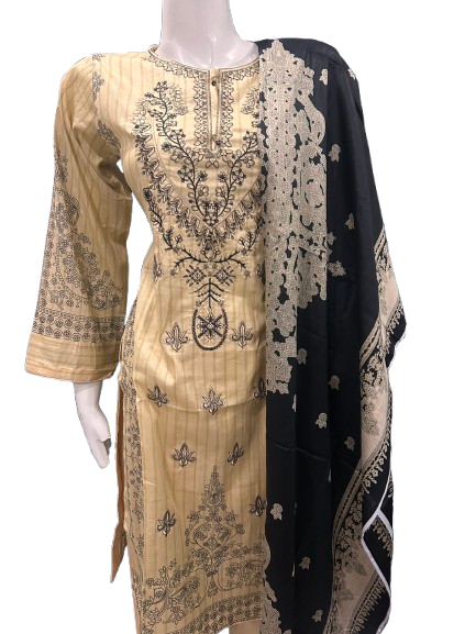 14 Embroidered Lawn Suit with Lawn Dupatta (Dec)