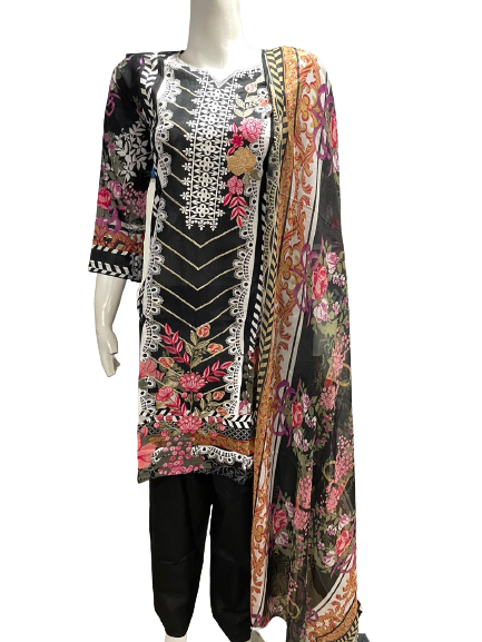 29 Sarah Embroidered Lawn with Chiffon Dupatta 8