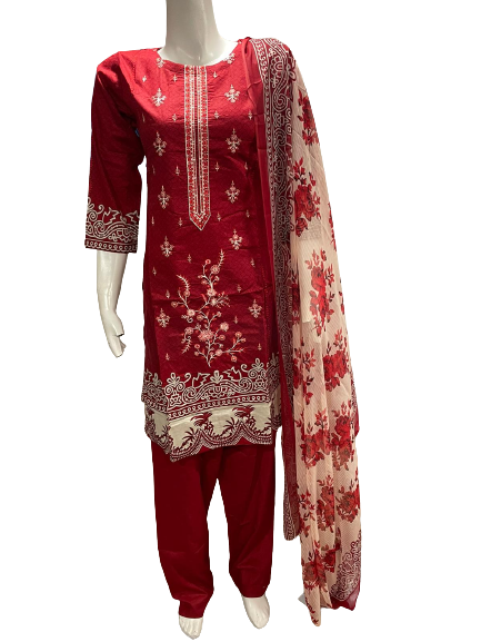 33 Sana Embroidered Lawn with Chiffon Dupatta 5