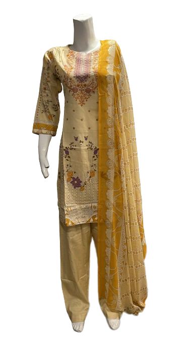 25 Sana Embroidered Lawn with Chiffon Dupatta 6