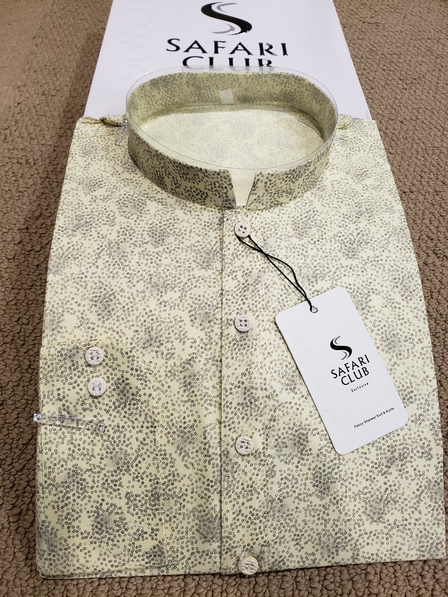 Green Dot Cotton Mens Kurta Only