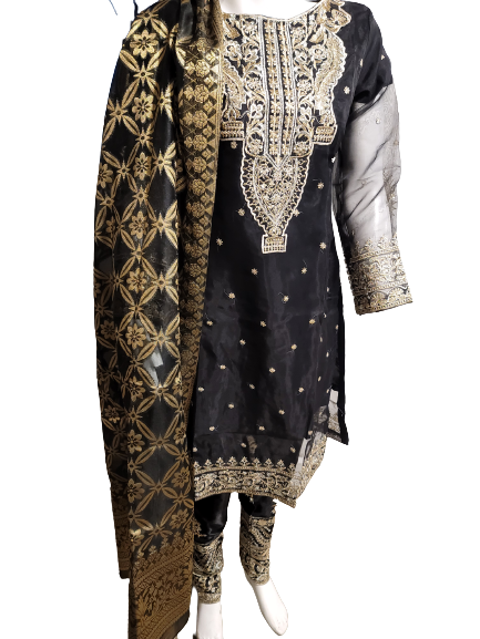 Anaya Suit with Banarsi jacquard dupatta Black