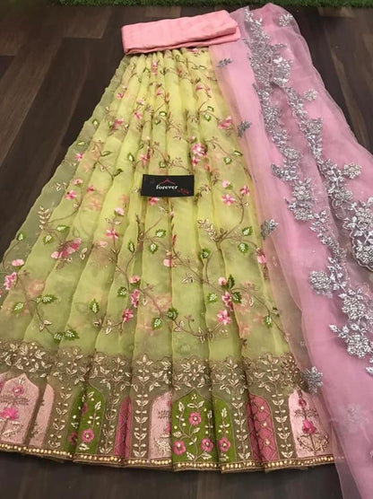 Half saree lehenga choli with dupatta 6 colours - Unstitched