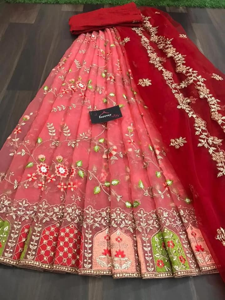 Half saree lehenga choli with dupatta 6 colours - Unstitched