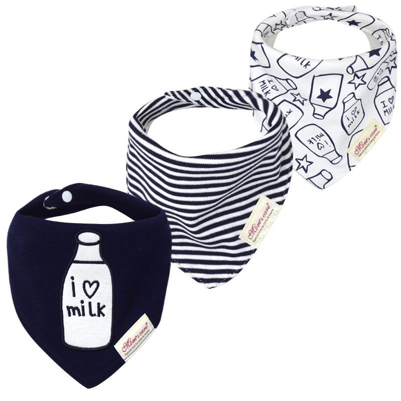 3-pack Milk Bottle Print Bibs Set for Baby