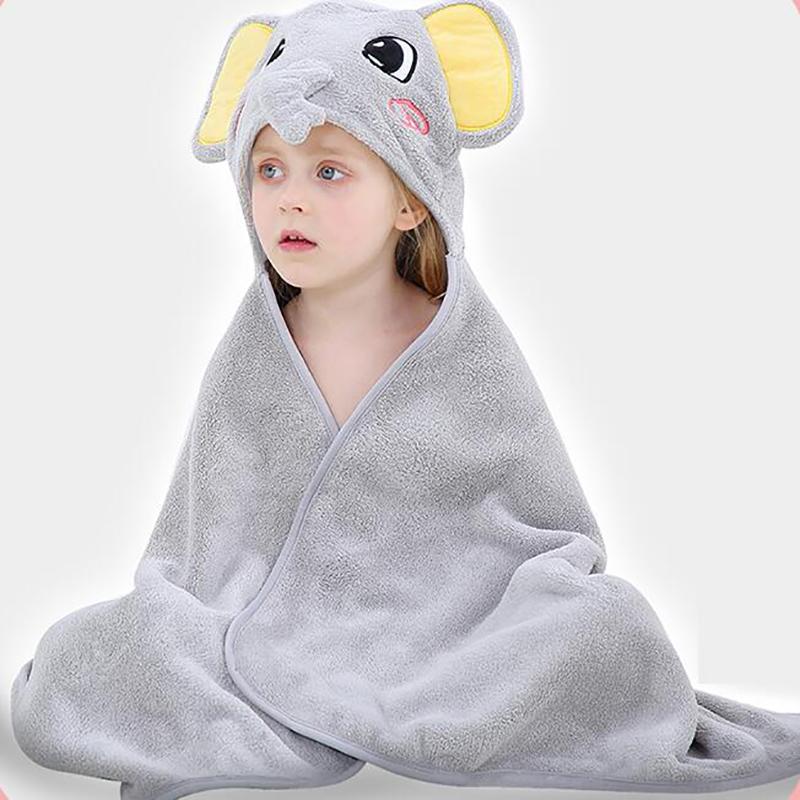 Cartoon Hooded Elephant Baby Bathrobe Cotton Baby Spa Towel Kids Bath Robe Infant Beach Towels