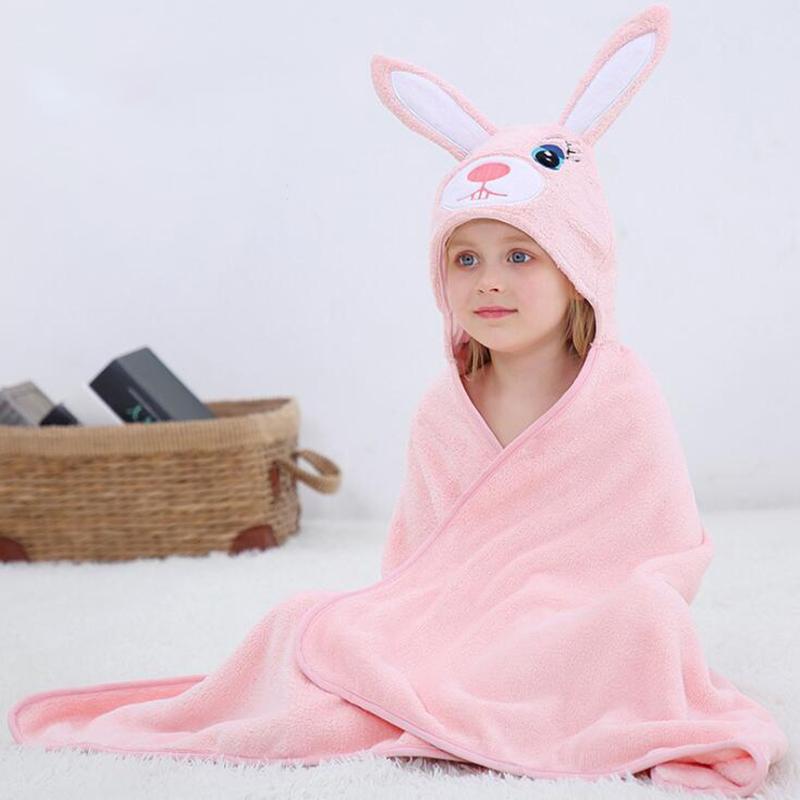 Cartoon Hooded Rabbit Baby Bathrobe Cotton Baby Spa Towel Kids Bath Robe Infant Beach Towels