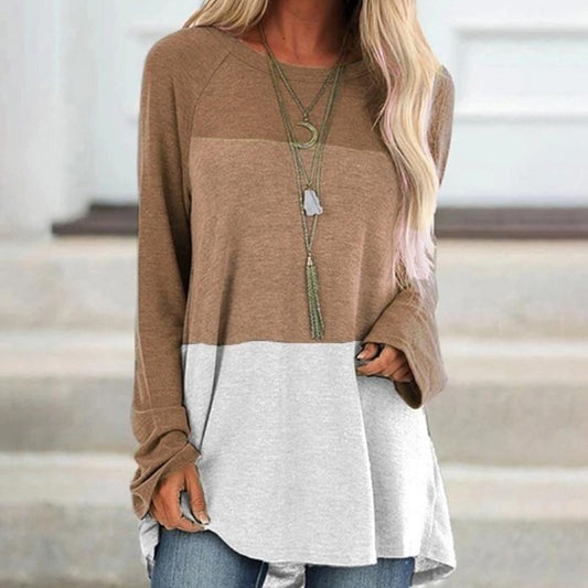 Long sleeve round neck stitching casual size sweater