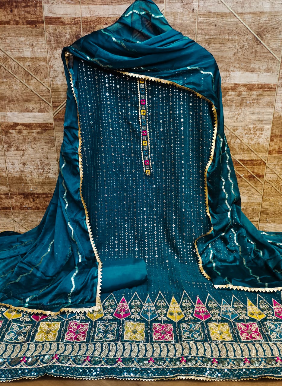 Blue Georgette Suit Unstitched