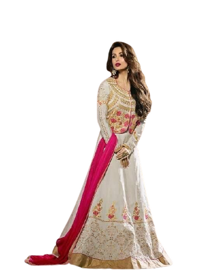 53 Malaika White Floor Length Dress Anarkali