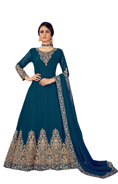 57 Georgette Anarkali With Cording Work 1